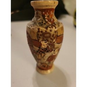 Antique Miniature Meiji Japanese Moriage Satsuma Detail Hand Painted Vase